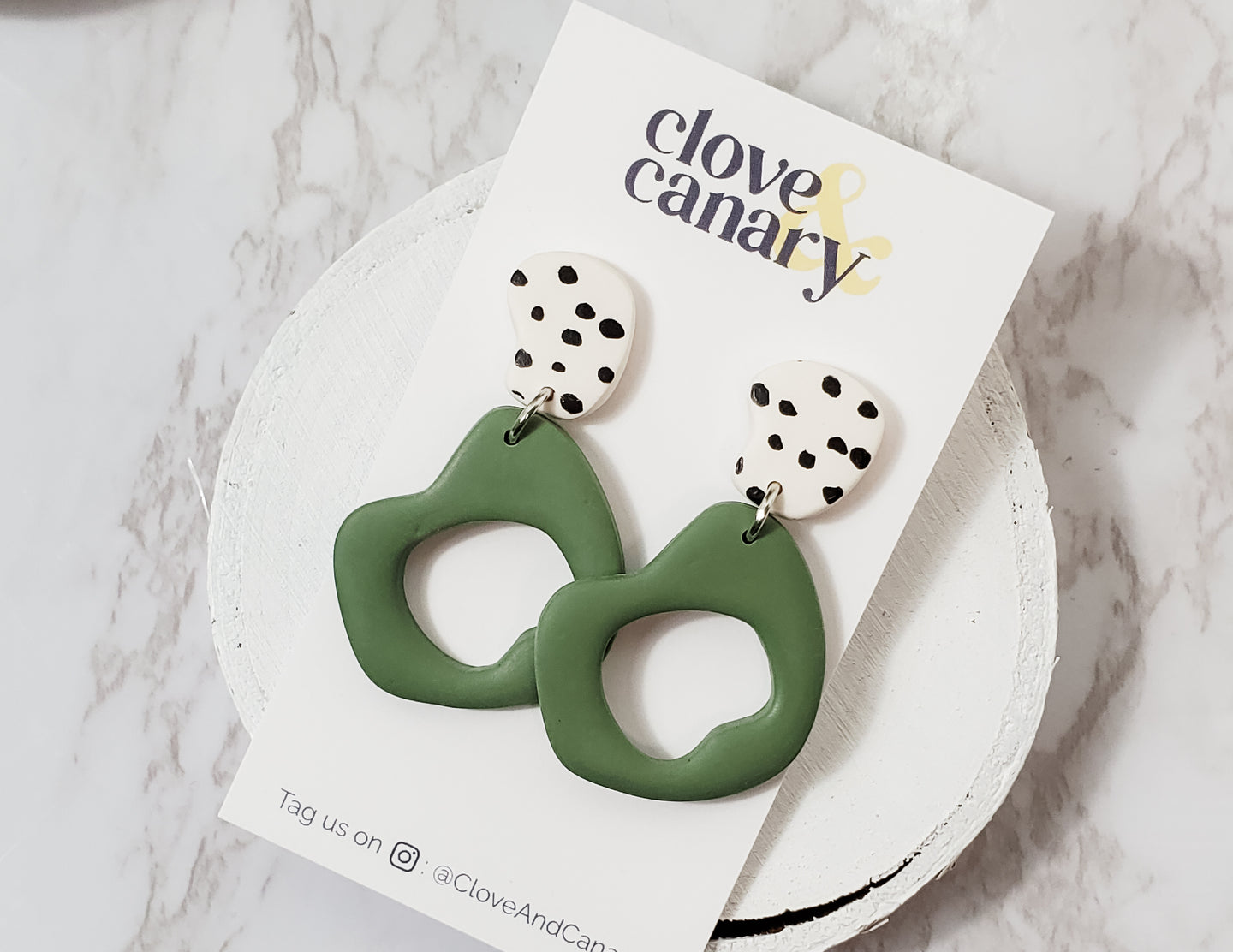 Green Abstract Dangle Earrings